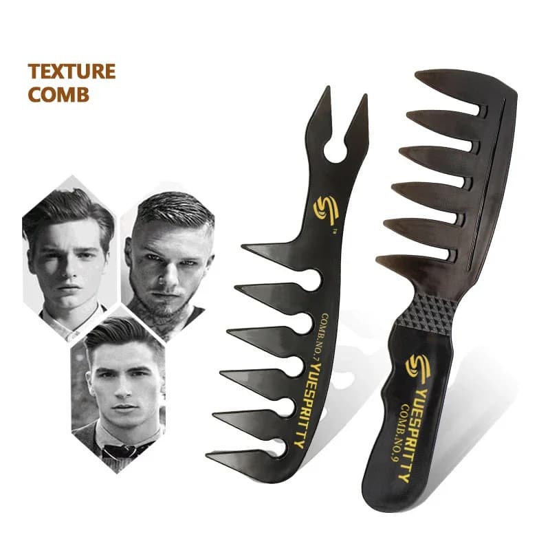 Peigne anti-rides à dents larges en plastique, peigne à friser antistatique, coiffure pour hommes, s