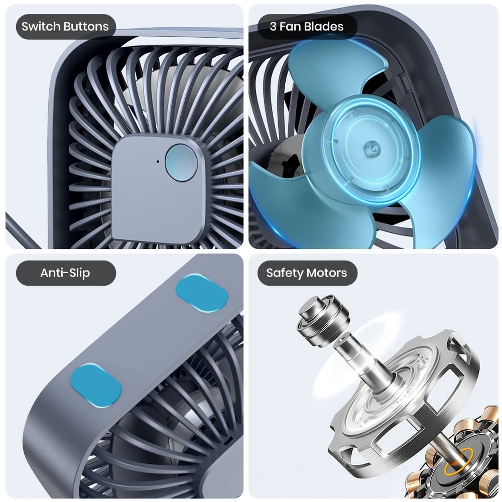 TOPK Ventilateur de bureau USB, mini ventilateur portable, ventilateur de refroidissement de table d