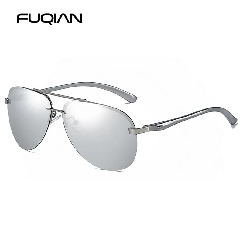 Lunettes de soleil polarisées pilote sans bords pour hommes et femmes, lunettes de soleil en alumini