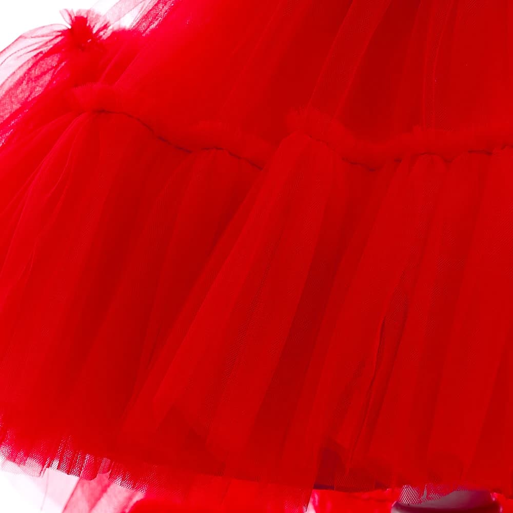 Robe à fleurs bouffante rouge en Tulle pour filles, robes de fête de première Communion pour enfants