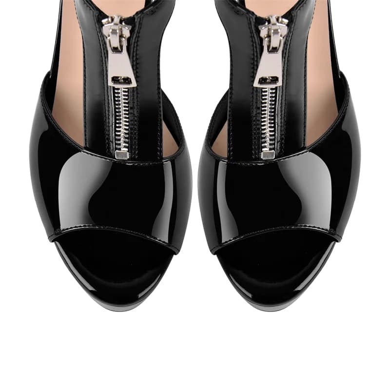 Onlymaker femmes Peep Toe plate-forme sandales mince talon haut robe de soirée Stiletto avec fermetu