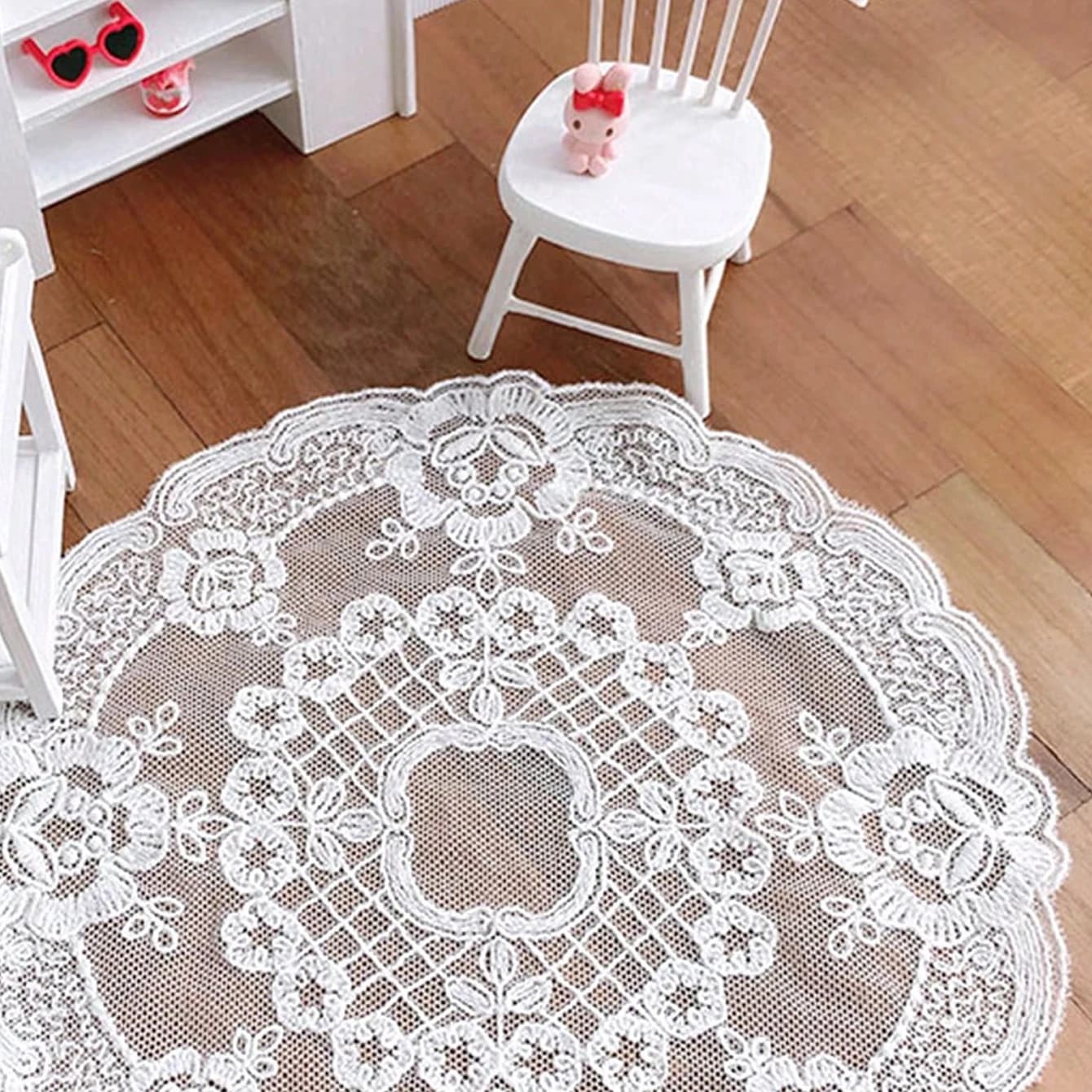 Nappe et tapis miniatures en dentelle pour maison de poupée de 18 cm : Modèle de décoration de burea
