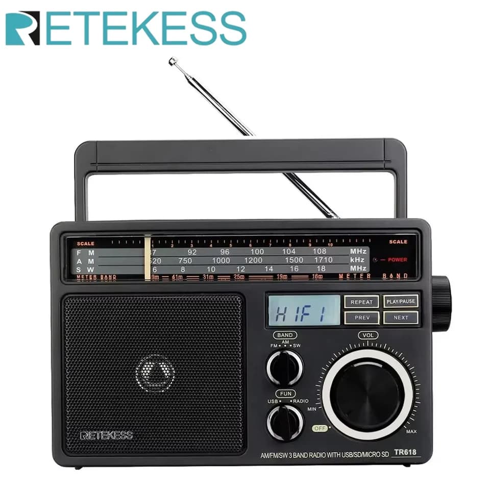 RETEKESS TR618 AM FM SW Radio portable avec lecteur MP3 numérique Support Micro SD et USB Volume for