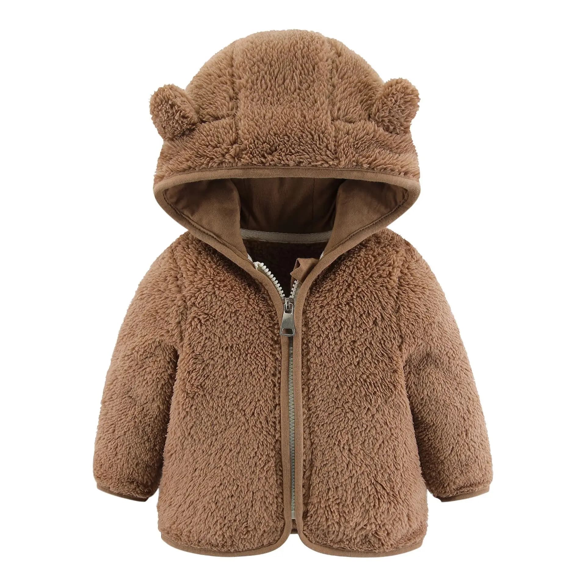 Manteau polaire pour enfants de 0 à 3 ans, veste chaude à manches longues avec oreilles d'ours, vête