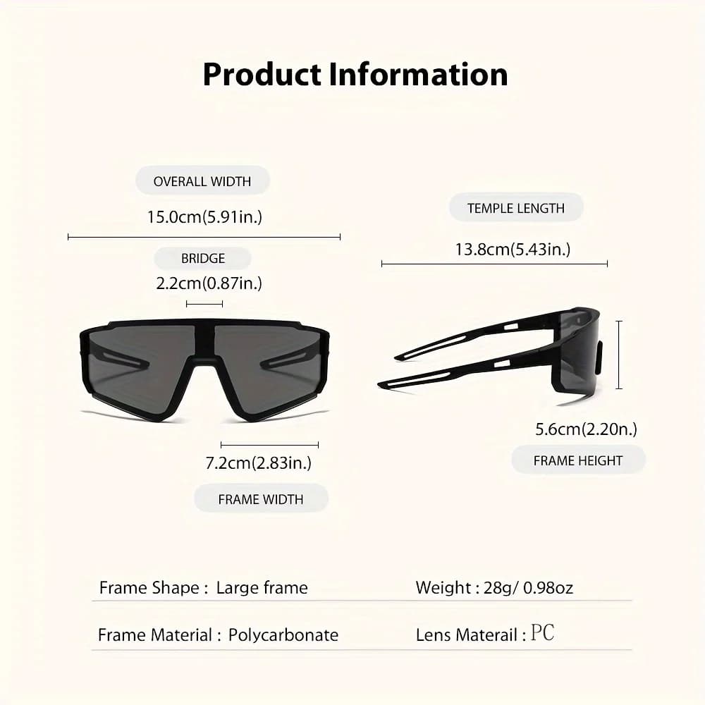 Lunettes de soleil de cyclisme surdimensionnées pour hommes, lunettes de vélo coupe-vent, lentille p