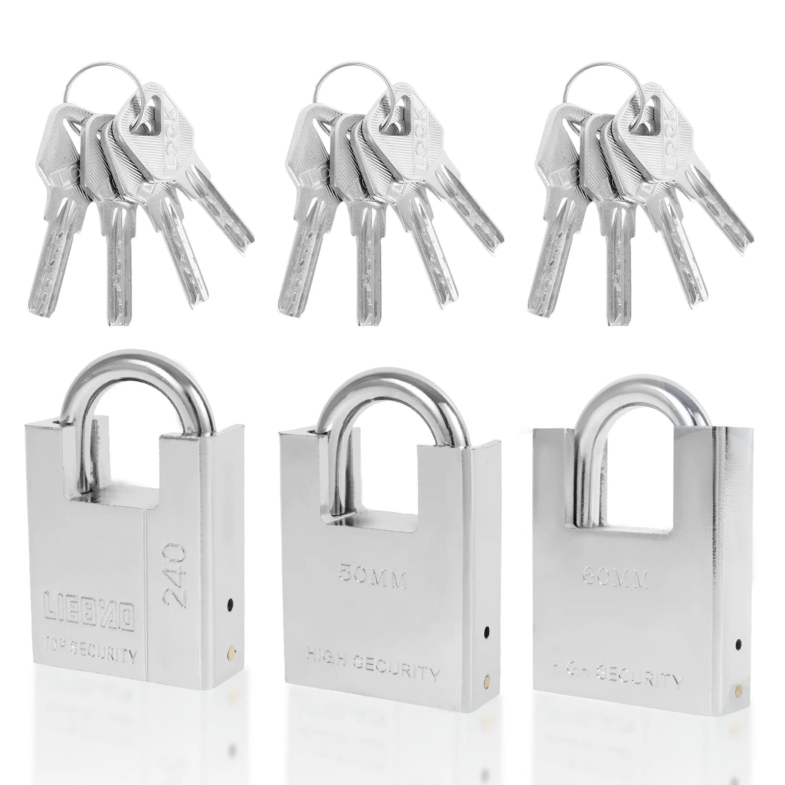 Cadenas de haute sécurité avec clé, robuste, résistant à la rouille et aux intempéries, pour une uti