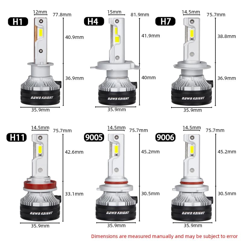 DAWNKNIGHT K7C 4300K H7 H4 H11 lampe à LED 3 tubes de cuivre lumières LED pour voiture H1 HB3 9005 H