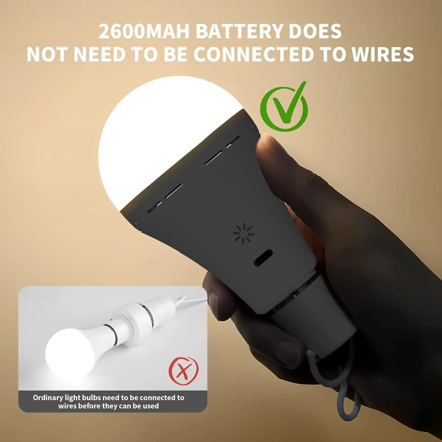 Ampoule Rechargeable USB-C avec télécommande 5V 7W E27, batterie intelligente, commande tactile, amp