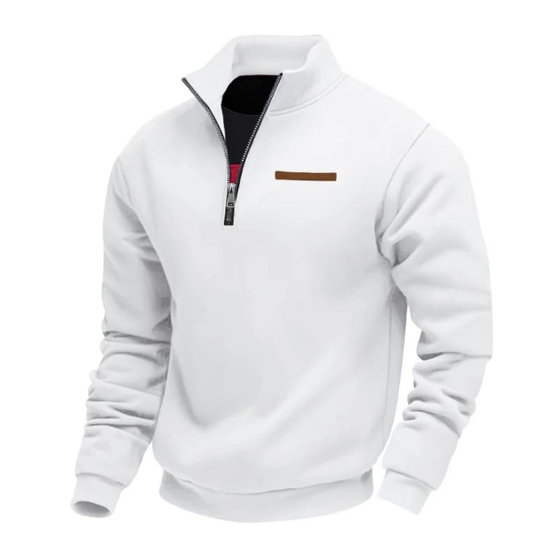 Pull américain à manches longues en polaire lourde pour homme, demi-fermeture éclair, ample, col mon