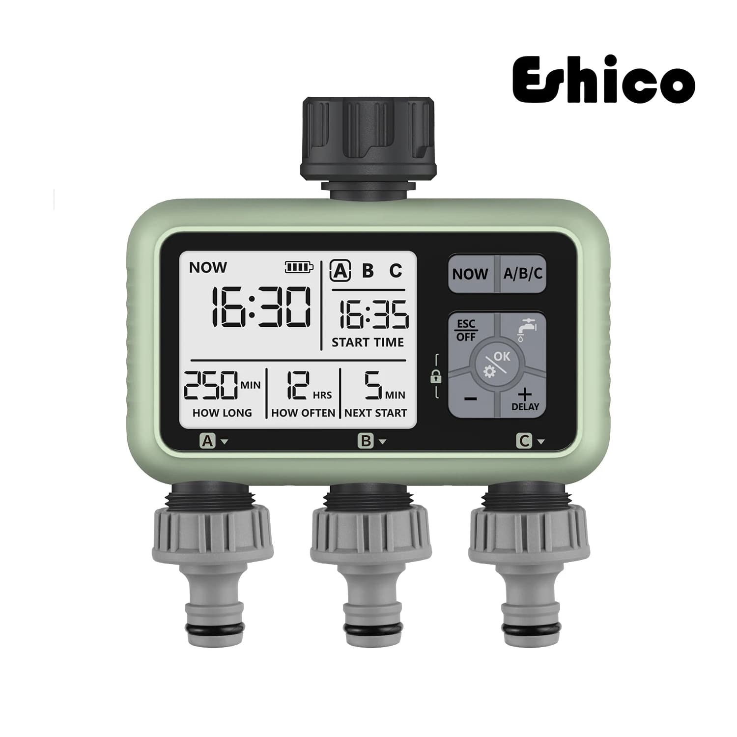 Eshico-Arroseur de jardin numérique, minuterie d'eau à 3 sorties, programme de contrôle indépendant,