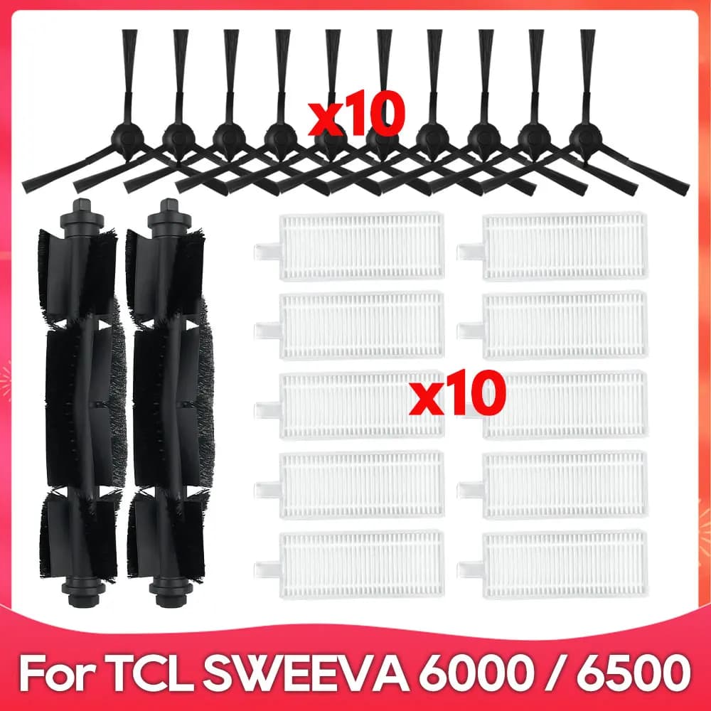 Compatible avec TCL SWEEVA 6000 / 6500 / RVR3A Aspirateurs robots Brosse principale à rouleau Brosse