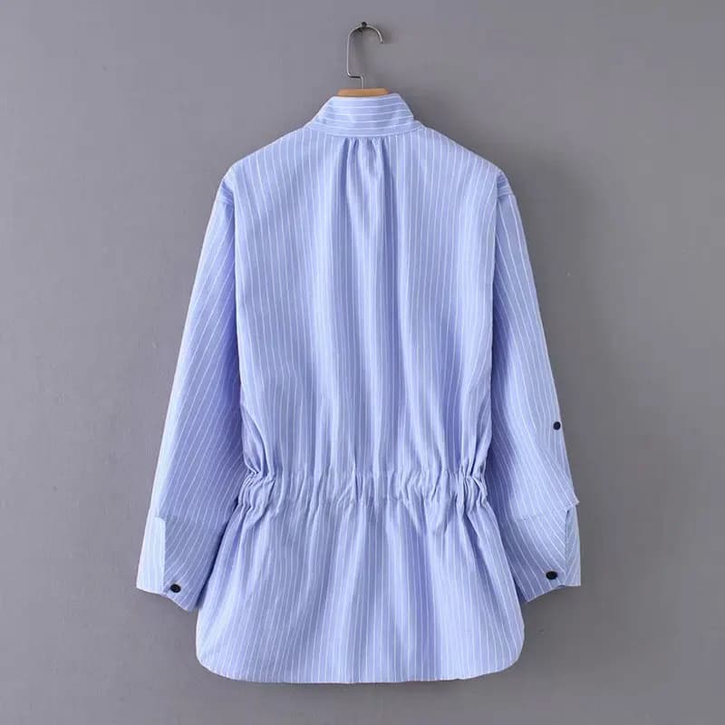 Kimono vintage à rayures pour femmes LS2773, chemisiers à smocks décontractés avec cordon de serrage