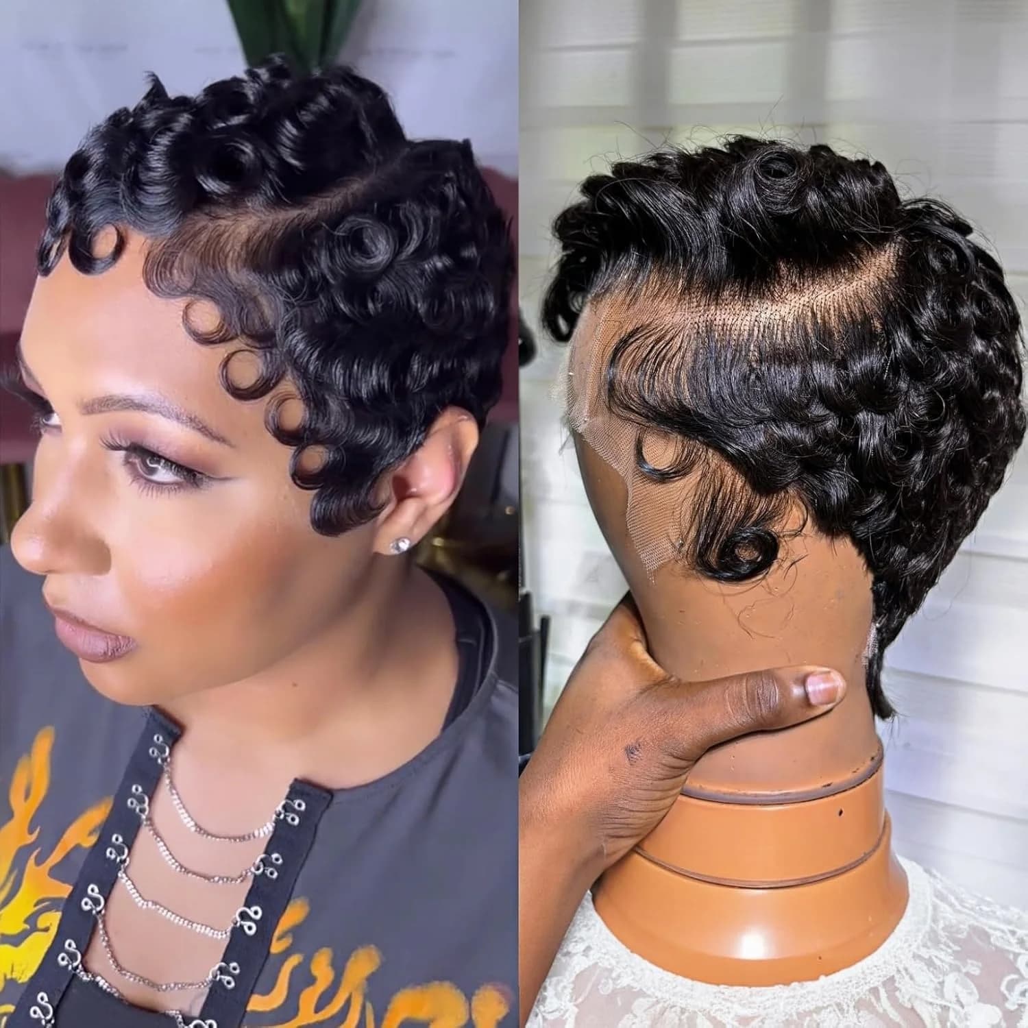 Perruques de cheveux humains avant de dentelle coupe lutin 13x4 perruques avant de dentelle Chic élé