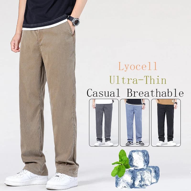 Jeans d'été en tissu Lyocell doux ultra-mince de haute qualité pour hommes, pantalons en denim droit