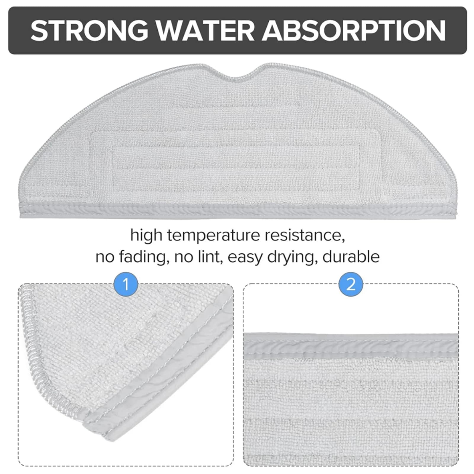Accessoires Roborock d'origine chiffon de vadrouille * 2 pour Q8 Max Seies, série Q5 Pro, série Q7, 