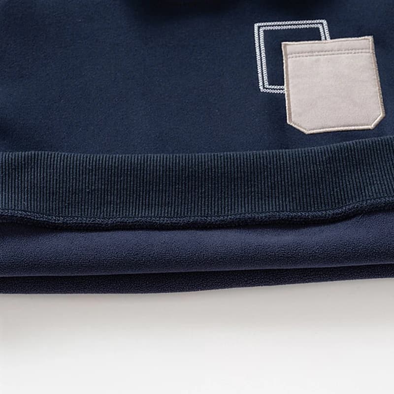 Sweat-shirt pour enfants printemps, pull en molleton à col en jean pour garçons avec poche plaquée, 