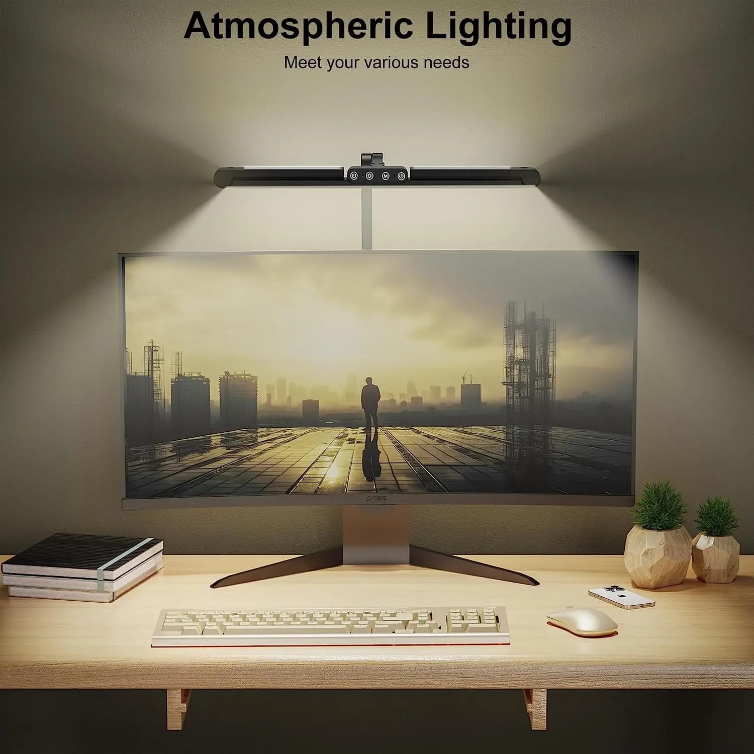 Lampe de bureau LED lampe de table à intensité variable, 24W 1380 lm lampe de table, 5 couleurs et 5