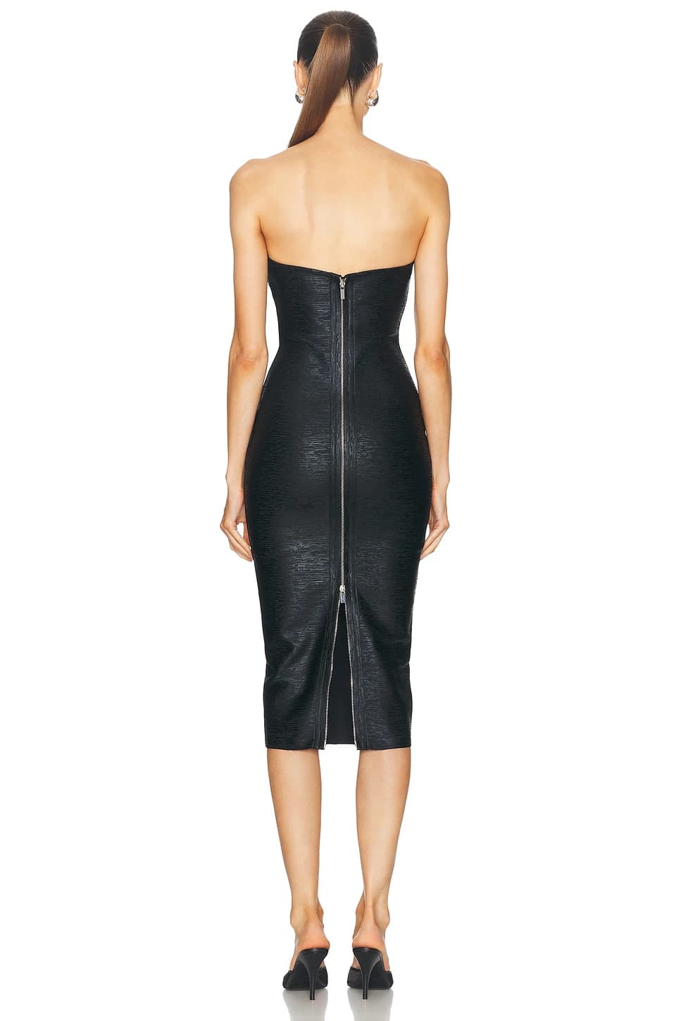 Robe à bandes moulante sans bretelles pour femmes, couleur feuille noire, Sexy, mode, soirée, fête d