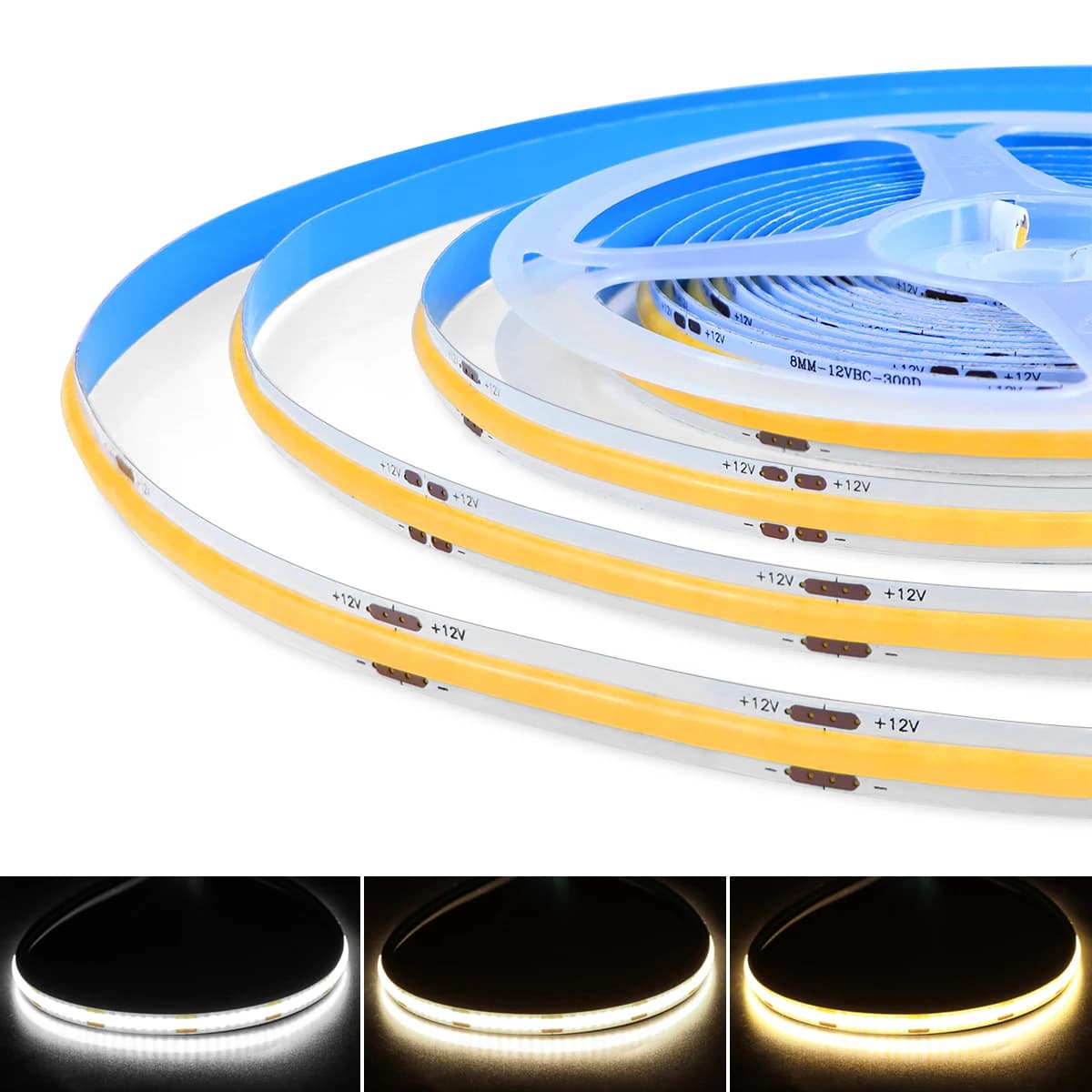 Bande lumineuse LED COB FOB, 5M 10M, haute densité, Diode Flexible, 3000K 4000K 6000K, linéaire, var