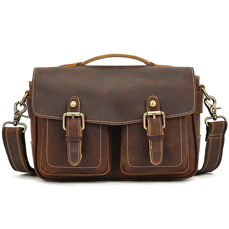 Grand sac messager en cuir pour hommes, sacs à bandoulière en peau de vache véritable, sac d'école p