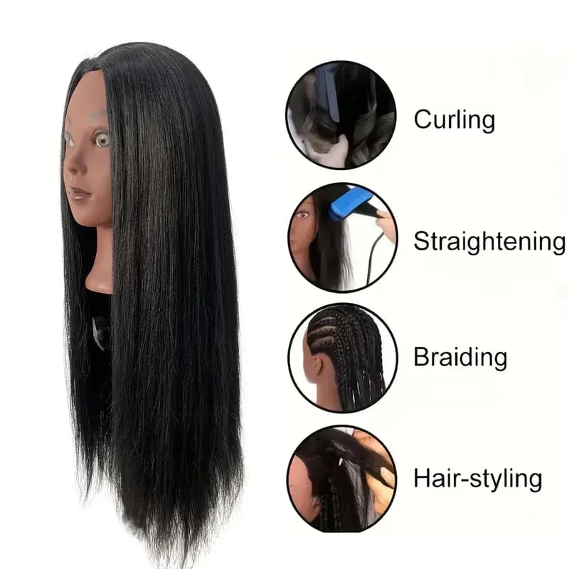 Tête de poupée de mannequin de cosmétologie pour la pratique du coiffeur avec support à pince gratui