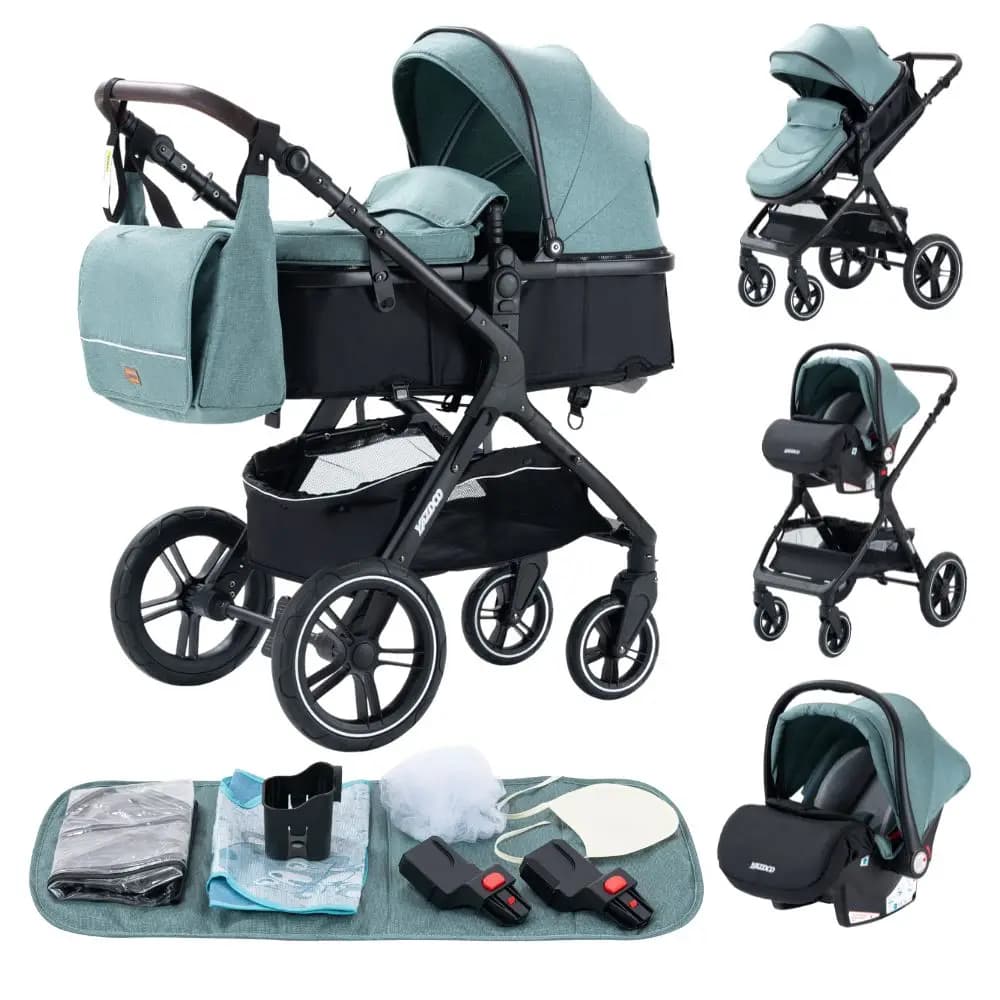 Poussette multifonction 3 en 1 avec siège auto et nacelle, poussette compacte pliable, poussette lég