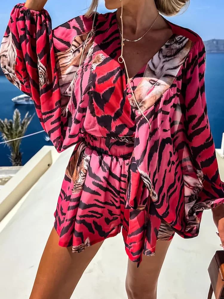 Chemisier à laçage et short slim pour femme, ensemble deux pièces, streetwear, short de plage, tenue