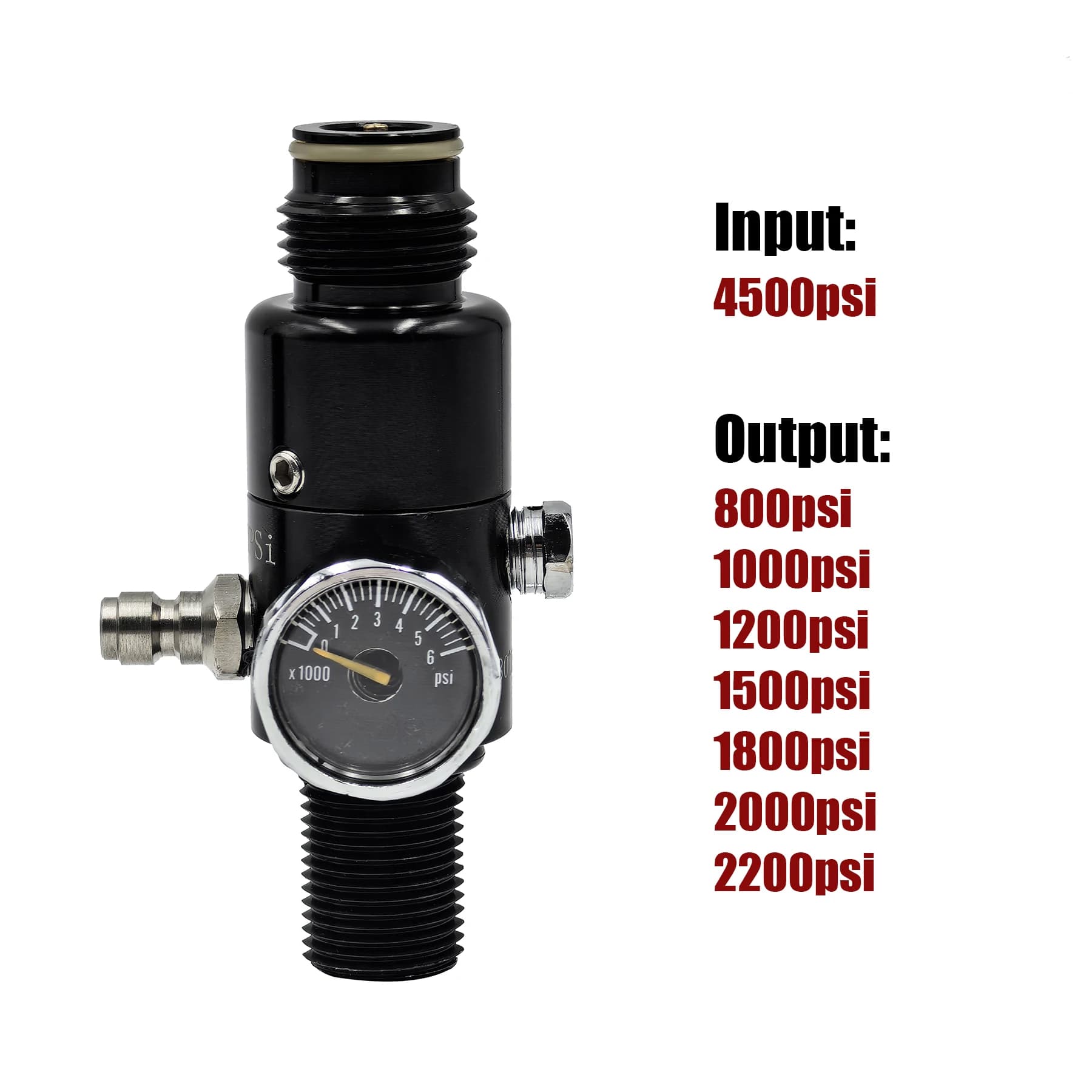HPA 4500psi cylindre régulateur de réservoir d'air filetage de Valve M18 * 1.5 ou 5/8-18UNF sortie 8