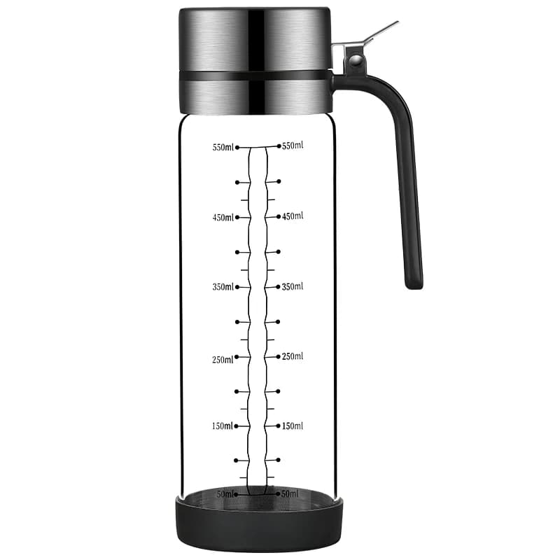 Bouteille d'huile en verre avec couvercle rabattable, pot d'huile étanche, sauce soja de cuisine pré