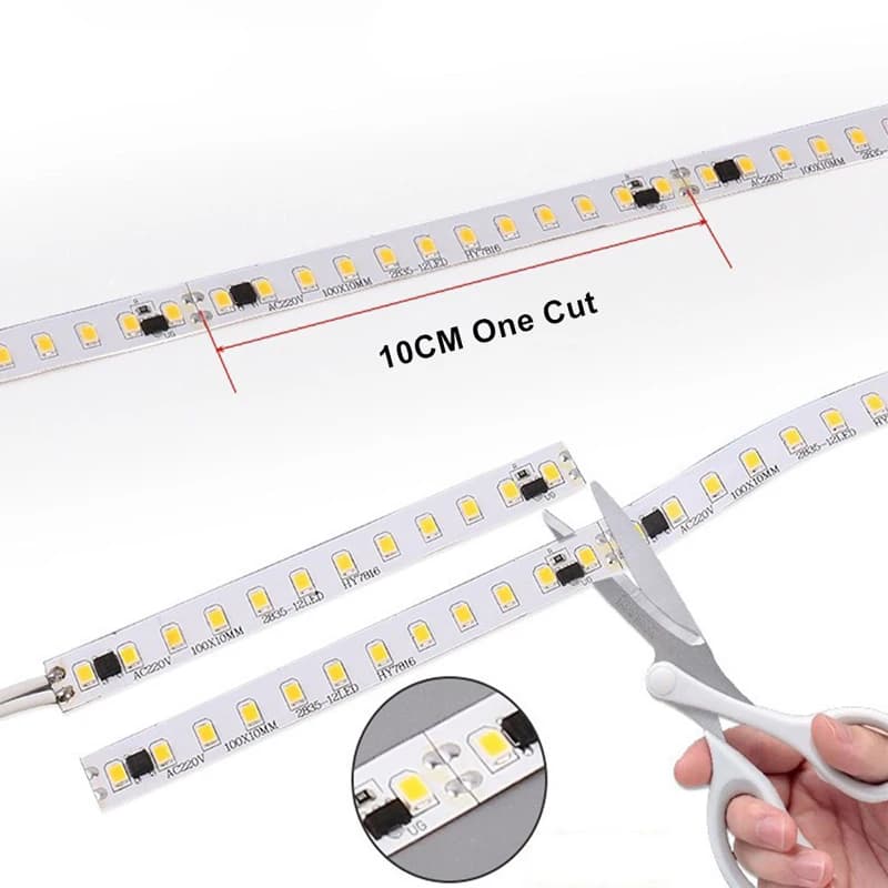 Bande lumineuse LED AC 220V 2835 1-20m 120LED s/m, haute luminosité 220V, blanc/blanc chaud/blanc na