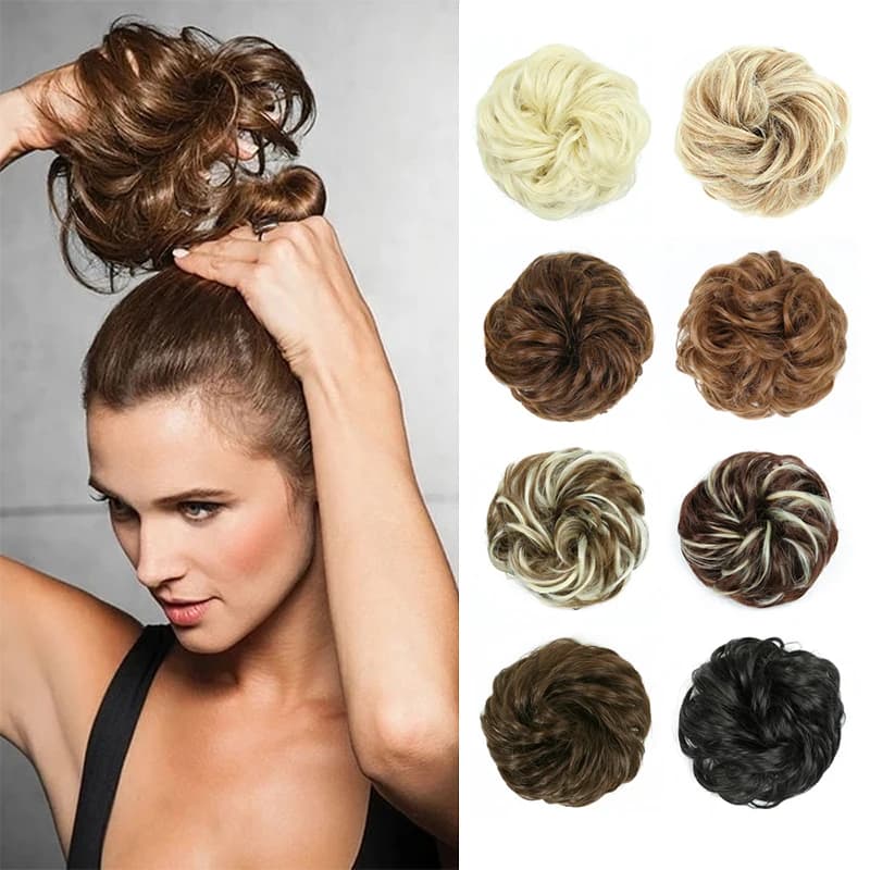 Azqueen synthétique désordre Chignon Chignon beignet Gary couleur marron cheveux Chignon Pad élastiq