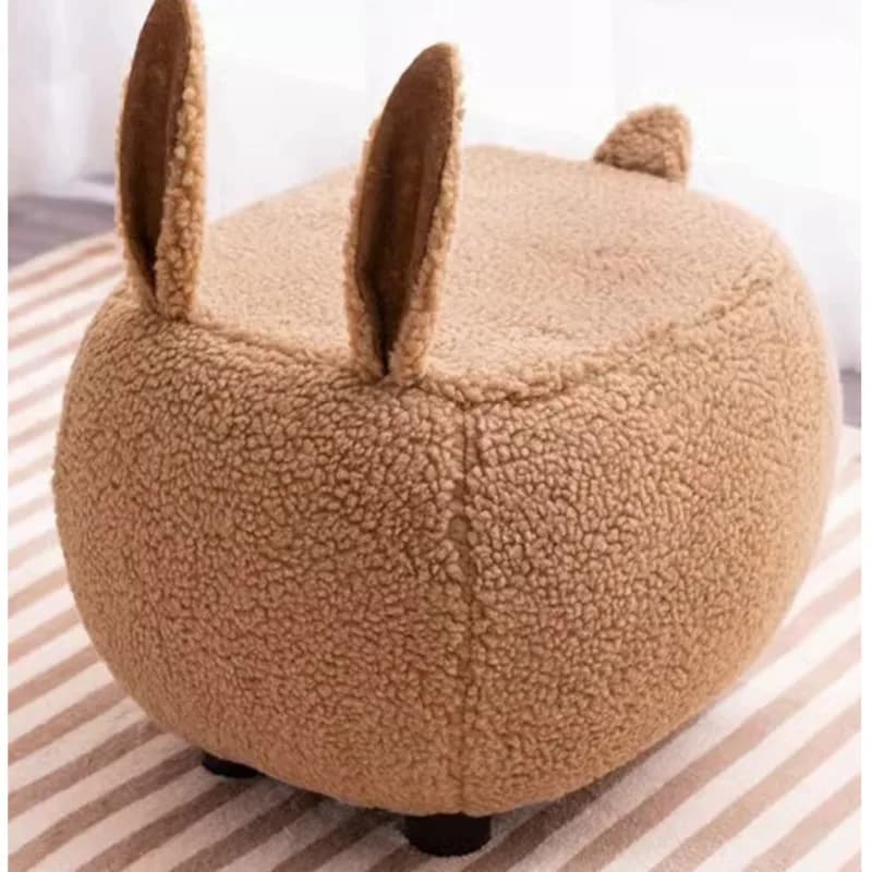 Tabouret à chaussures sur le thème lapin pour salon, pouf bas, mini chaise pour enfants, adorable si