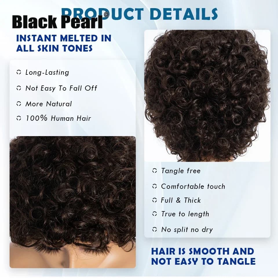 Perruque Afro brésilienne bouffante Pixie Bob 99J, cheveux 100% naturels, brun naturel, entièrement 