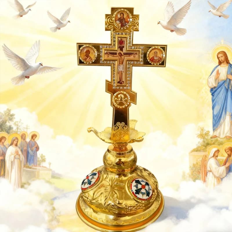 Croix de bénédiction orthodoxe avec support, pour église, décoration de la maison, icône de la Passi