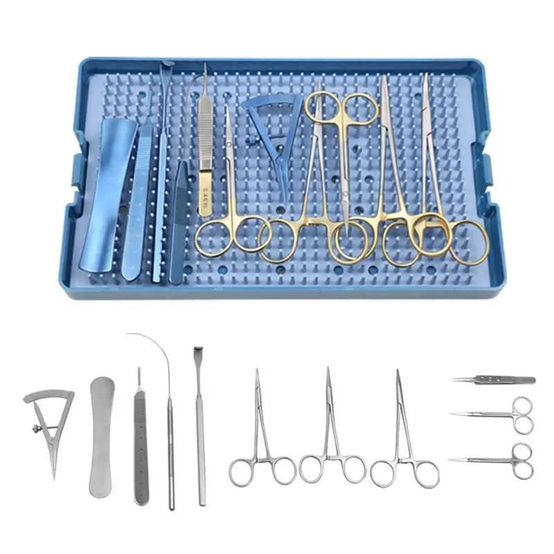 Ensemble de ciseaux à Double paupière, porte-aiguille ophtalmique, pince hémostatique, Instrument co
