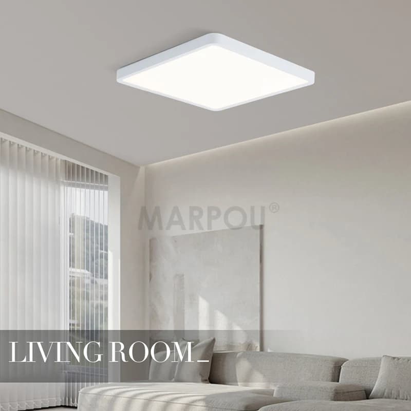 MARPOU 2.4 cm Ultra mince LED plafonnier carré Grain de bois plafonniers pour salon 220 V 110 V LED 