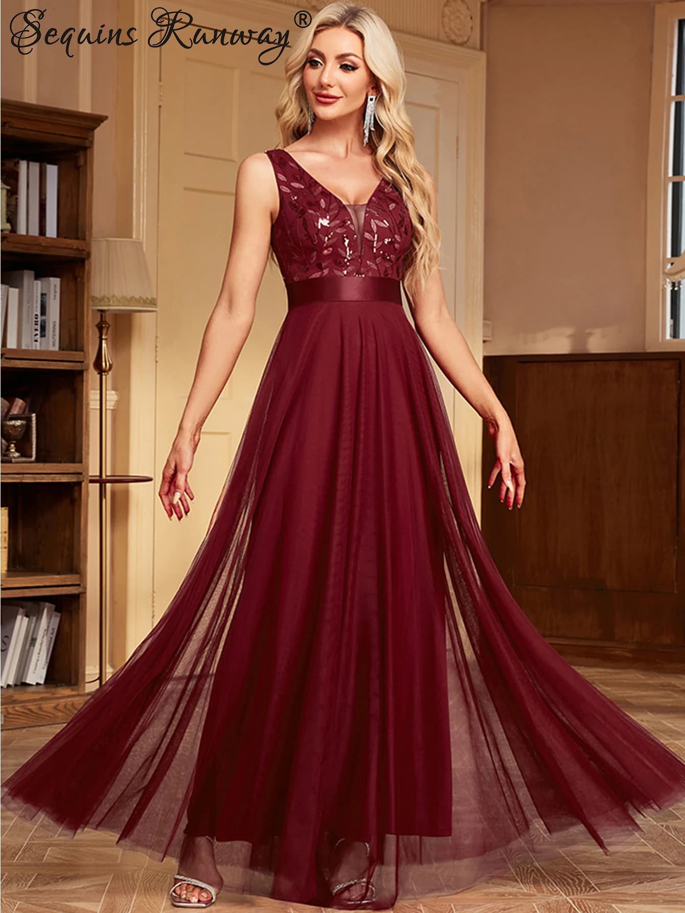 Robes de demoiselle d'honneur sexy pour femmes, robe de soirée élégante en maille, robe de soirée d'