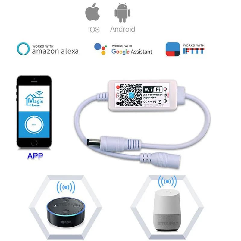 Magic Home Wifi LED variateur de contrôle APP commande vocale pour bande lumineuse LED monochrome fo