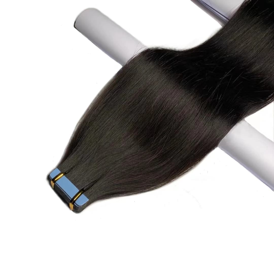 Bande adhésive 100% vrais cheveux humains Remy cheveux humains brésiliens Extensions droites peau tr