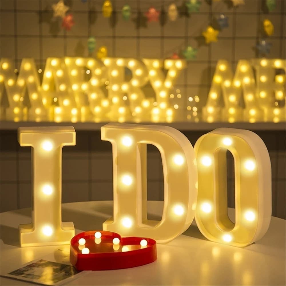 Lampe LED Colorée avec 26 Lettres Anglaises, Design, pour Mariage, Anniversaire, Proposition, Confes