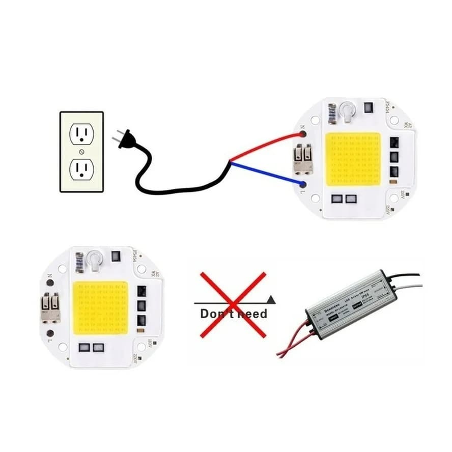 Puce LED COB haute puissance 100W 70W 50W, sans soudure, pour projecteur, projecteur 220V 110V, perl