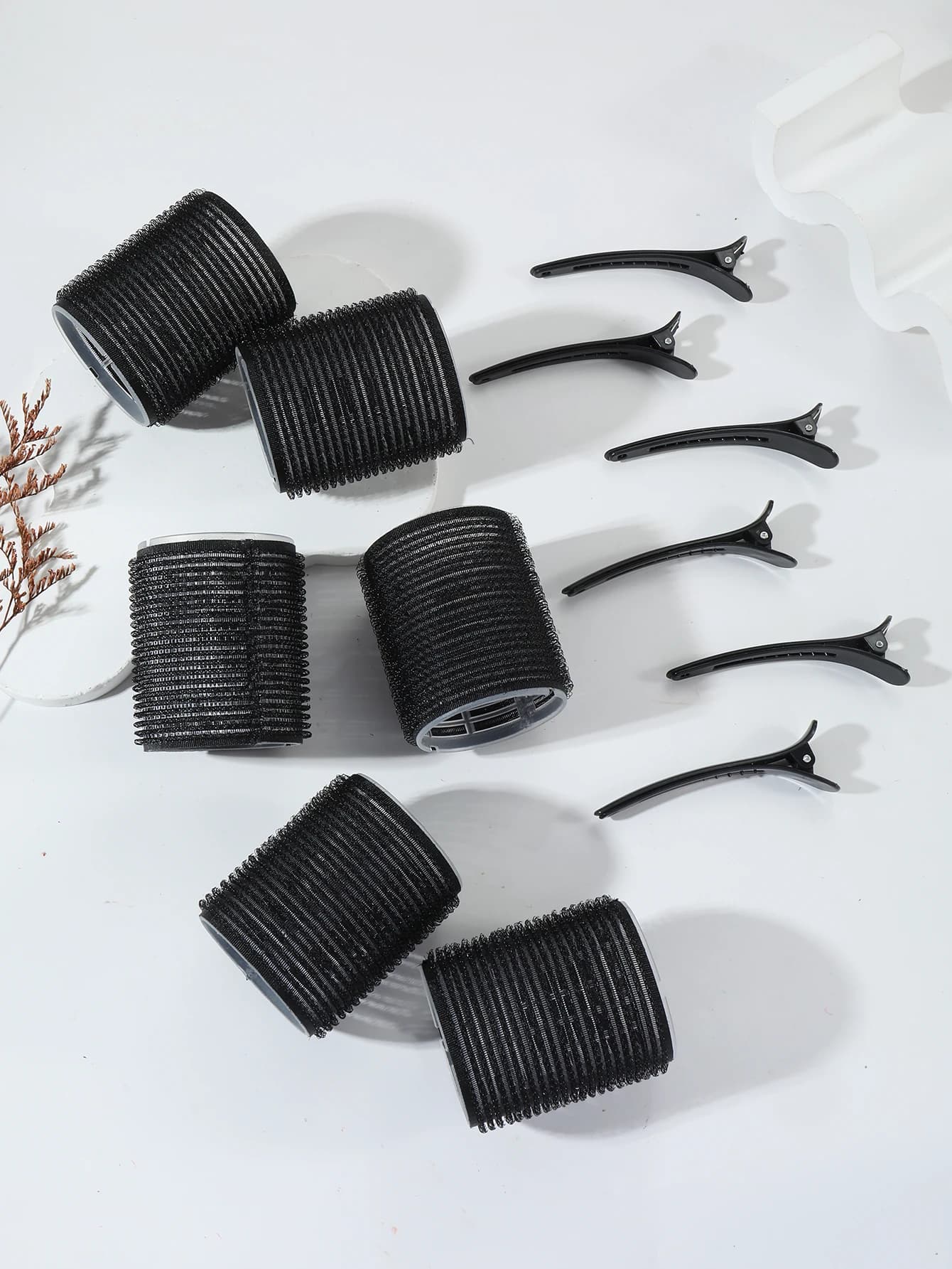 12 pièces/ensemble barre d'air fer à friser tube auto-adhésif rouleau magique et frange pince à chev