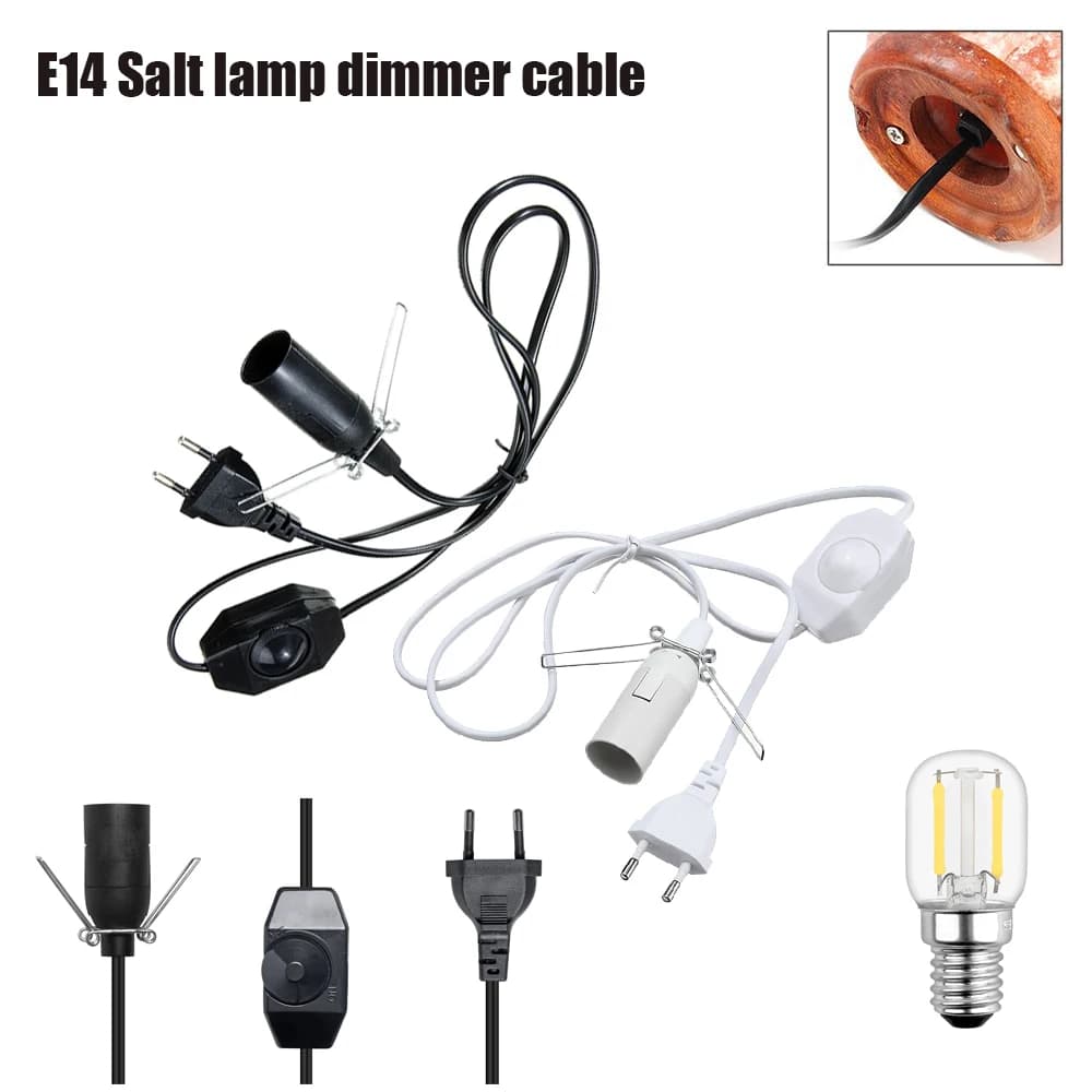 Base de lampe 1.8m, support E14, câble d'alimentation avec ampoule led T20, cordon de variateur de p