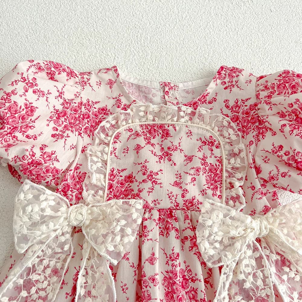 2025 été nouveau dans infantile princesse Style combinaisons nouveau-né enfants arc dentelle fleur v
