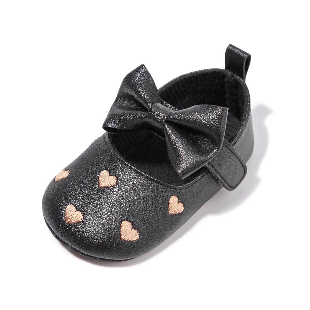 Meckior bébé chaussures robe classique mignon nœud papillon coeur anti-dérapant semelle souple premi