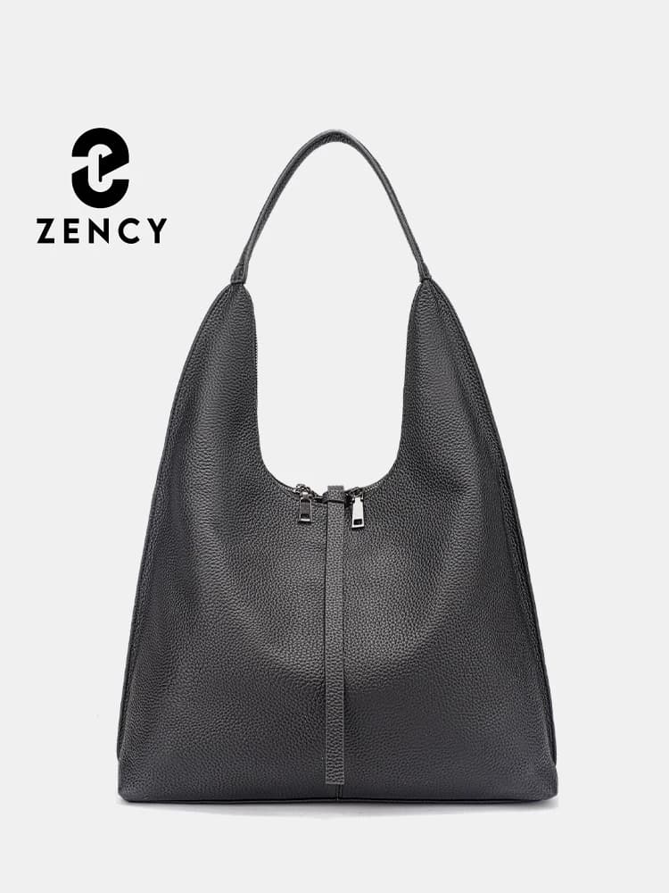 Zency – sac Hobo à bandoulière en cuir véritable pour femme, sac de Shopping de grande capacité en c