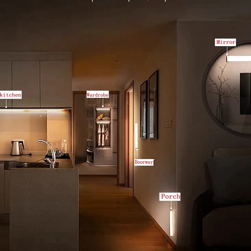 LED détecteur de mouvement lumière sans fil LED veilleuse Type C lumière Rechargeable armoire armoir
