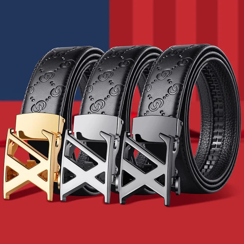 Ceinture homme haut de gamme à boucle automatique, style business décontracté, pour pantalon