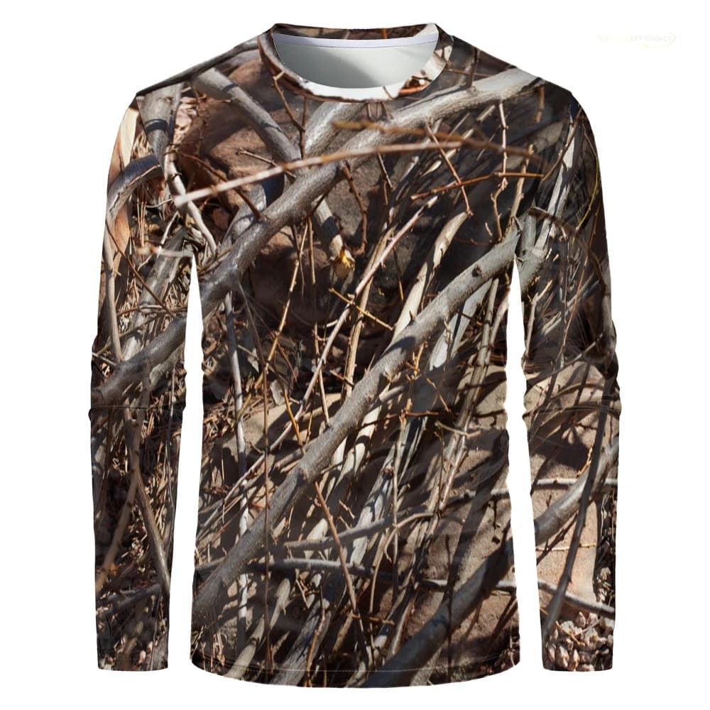 CamSolomon-T-shirt de chasse à manches longues imprimé forêt pour hommes, haut surdimensionné, entra
