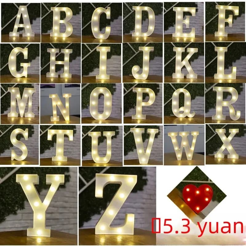 Lampe LED Colorée avec 26 Lettres Anglaises, Design, pour Mariage, Anniversaire, Proposition, Confes